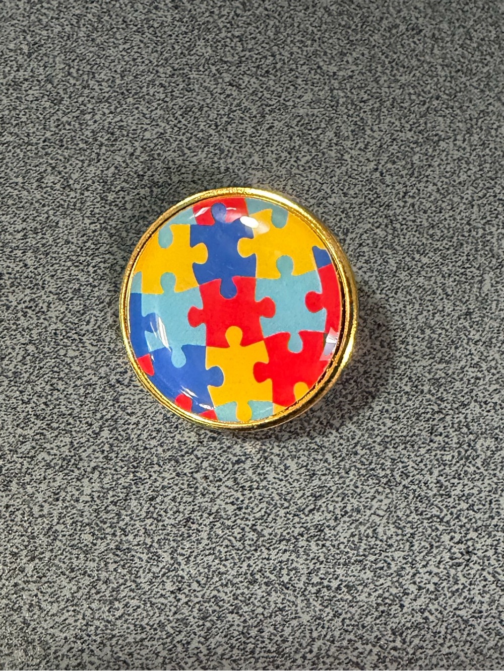Autism Puzzle Pattern Round Enamel Pin - Multicolor